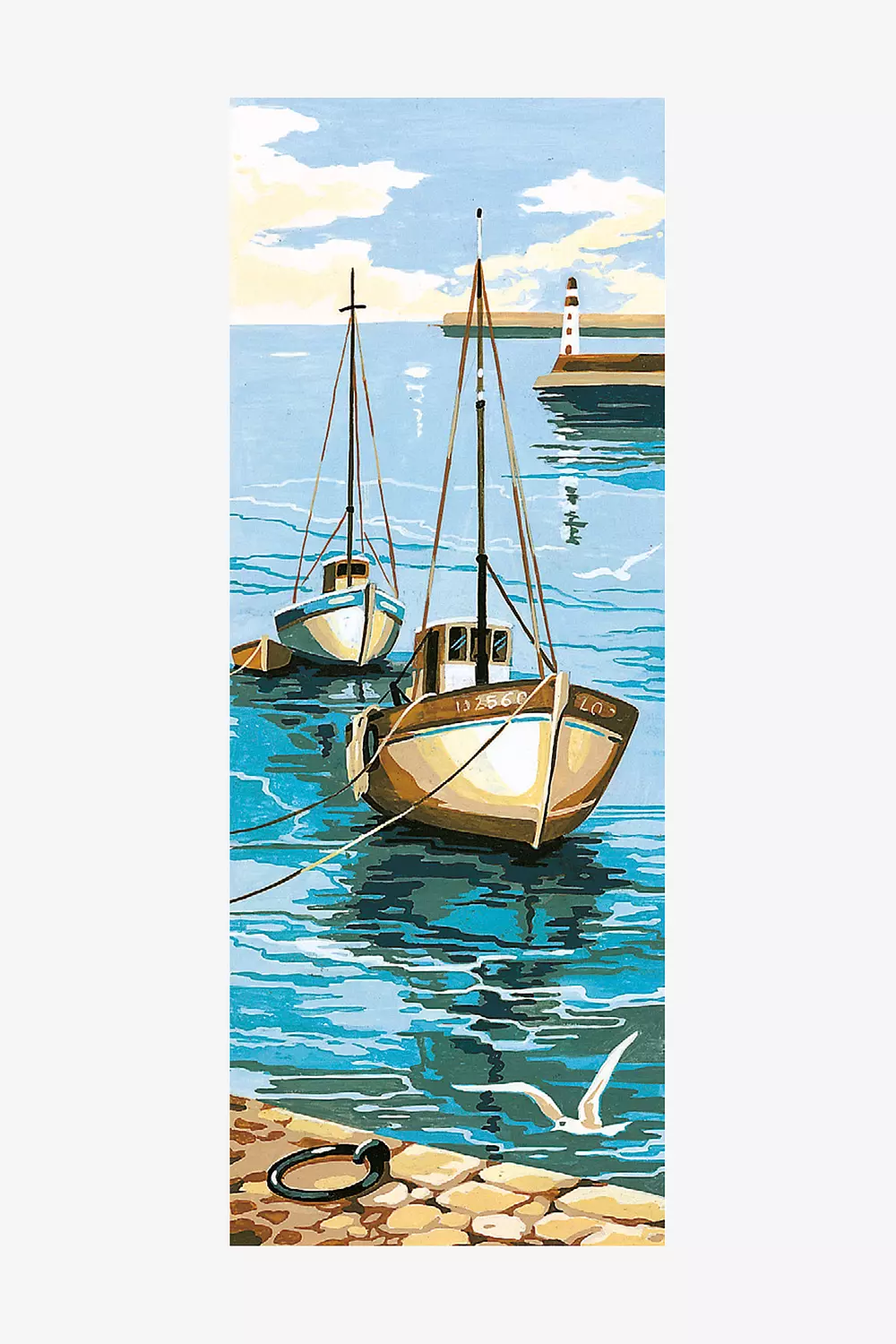 Quadro Barche in riva al mare al faro