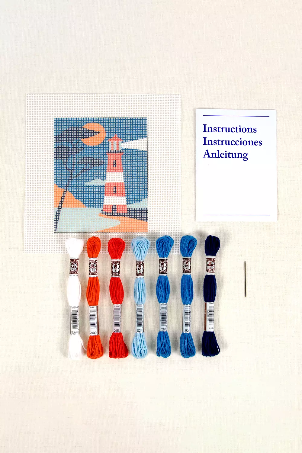  Zamtac The Seaside Lighthouse - Kits de punto de cruz DMC Juego  de bordado de lona impresa Kit de bordado de lienzo para decoración del  hogar - (Color: F930, tela de