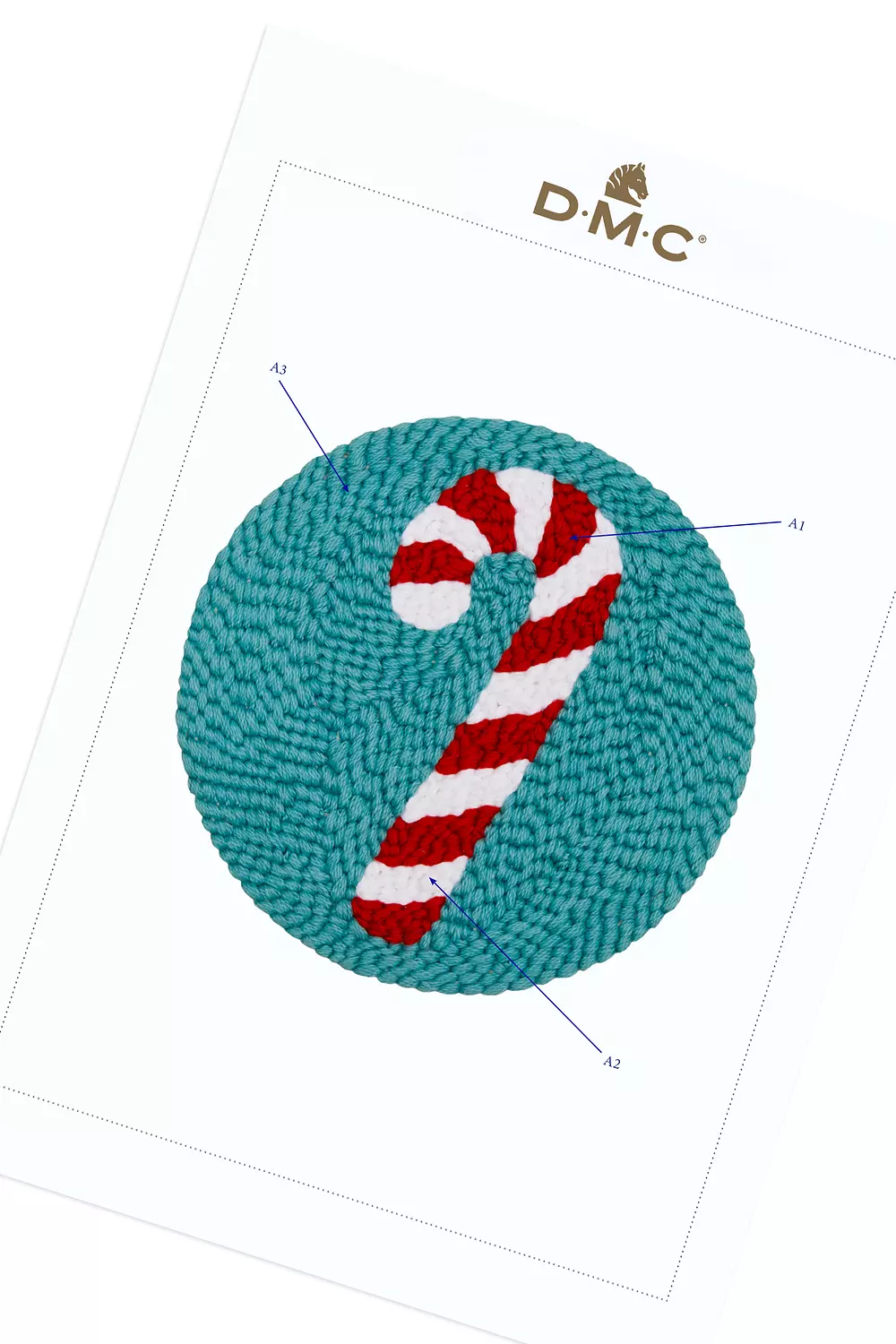 Beginner Punch Needle Kit: Candy Cane