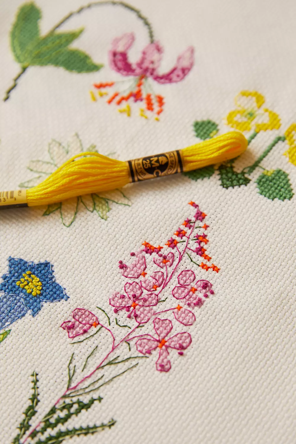 Floral Round Lattice Beginner Needlepoint Canvas - DMC