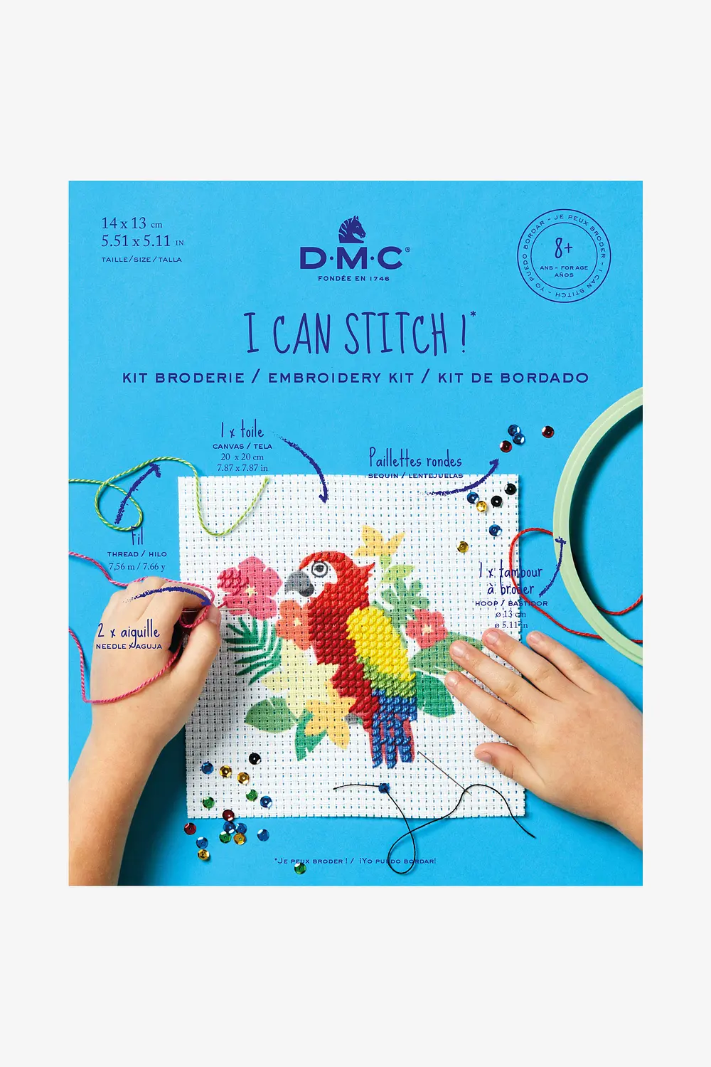 Kit broderie perroquet au demi point - DMC