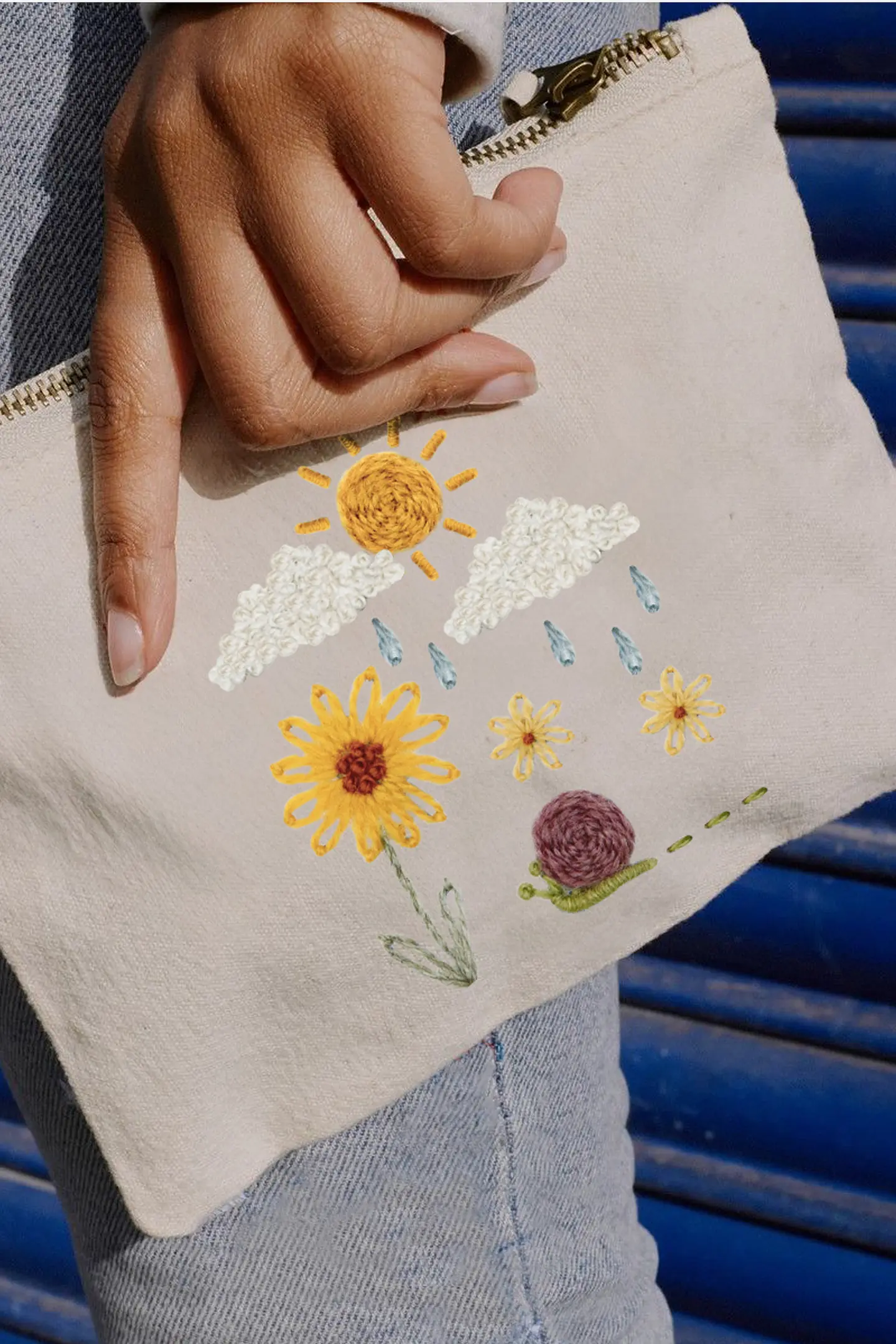 ひまわり刺繍チェック柄3.7センチヘアゴム ひまわり刺繍チェック柄3.7センチヘアゴム