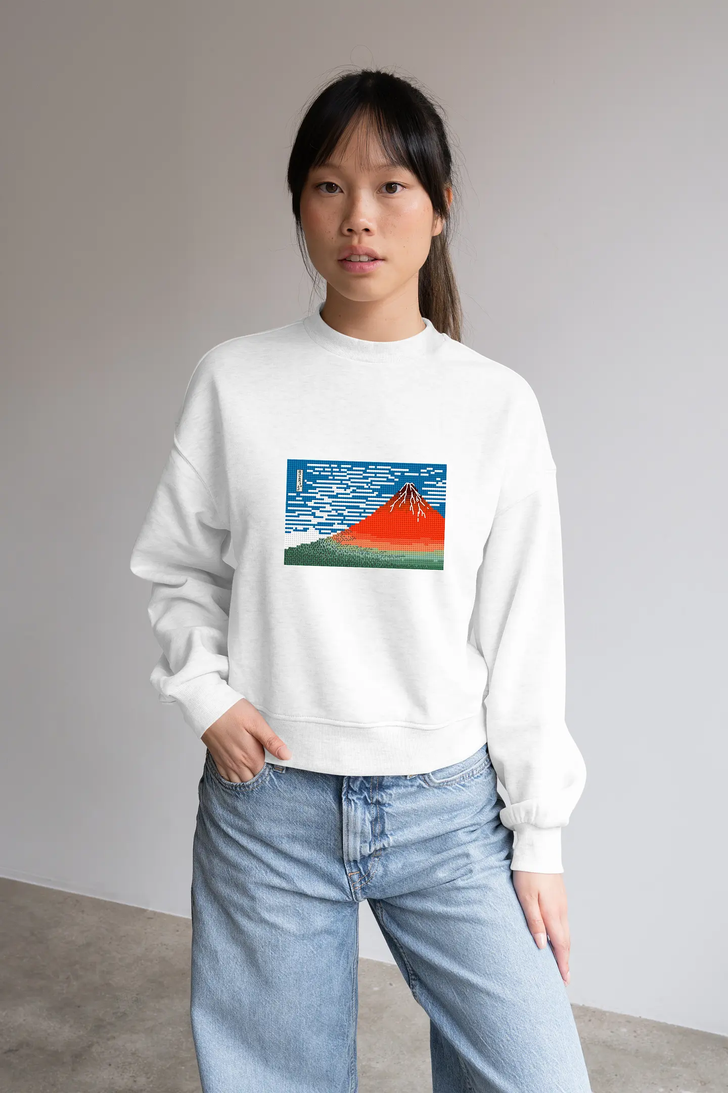 赤富士」by 葛飾北斎 （小さなクロスステッチ） - 刺繍図案（中級）