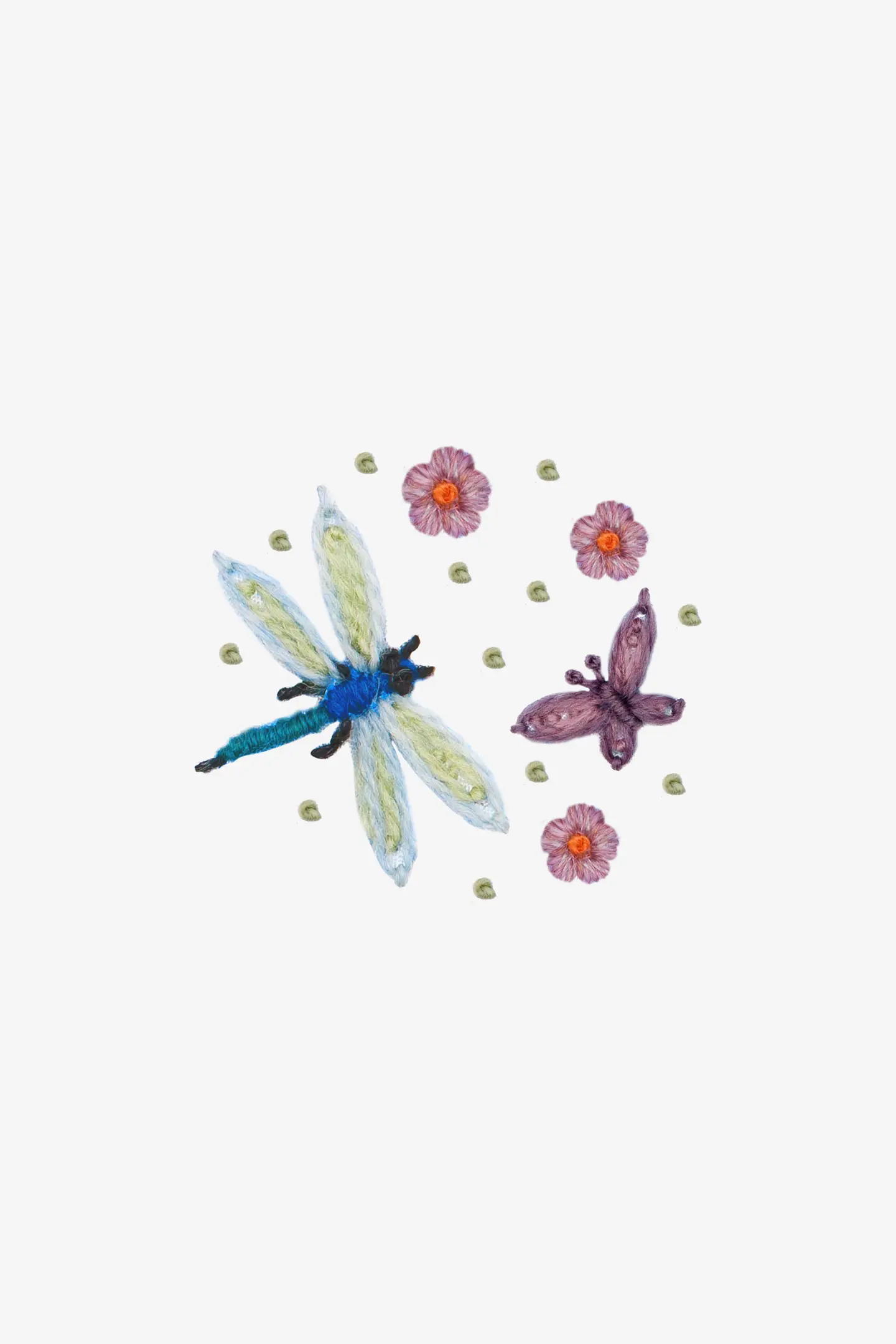 トンボと蝶 - 刺繍図案（初級）