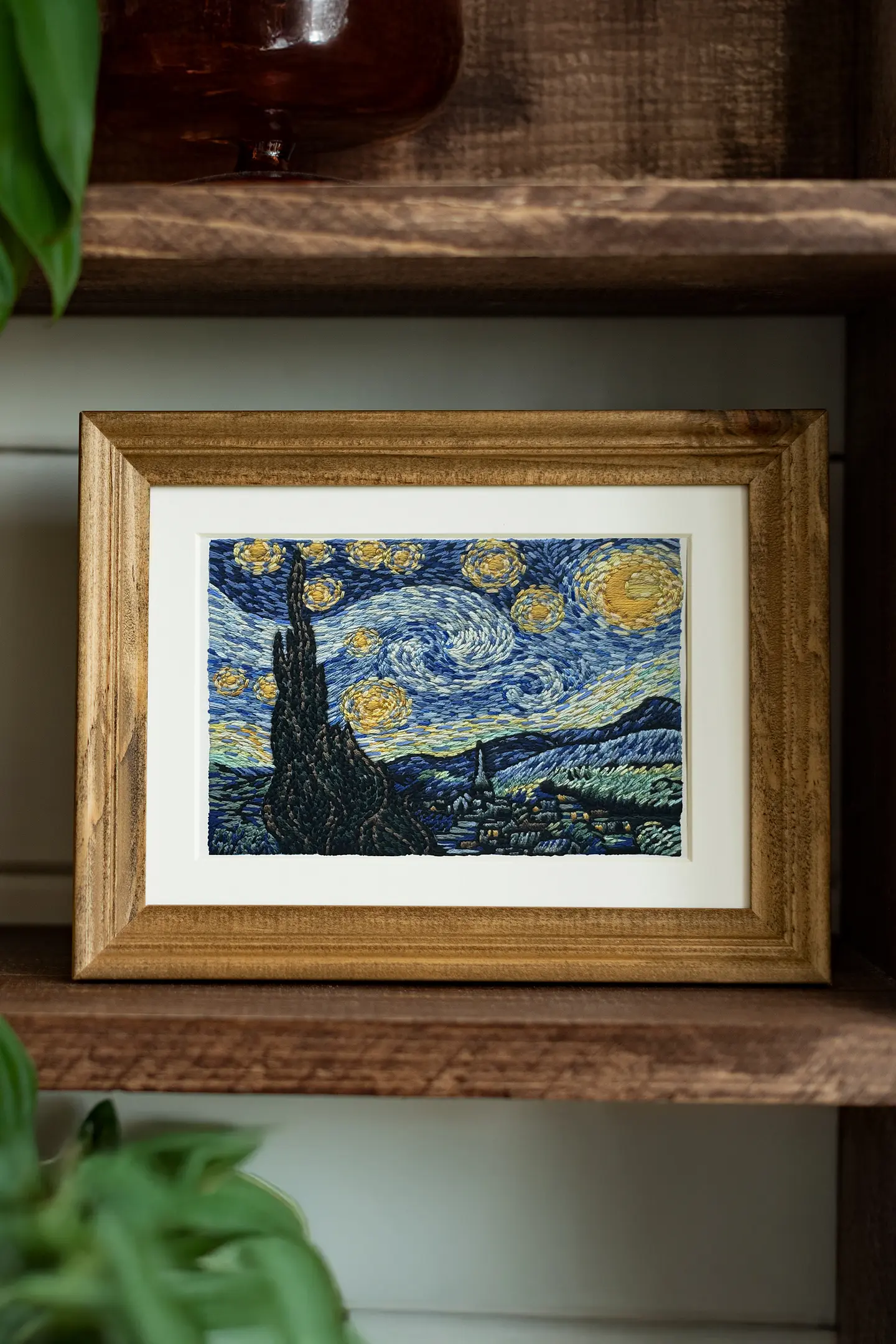 星月夜」by フィンセント・ヴァン・ゴッホ（小さな刺繍） - 刺繍図案