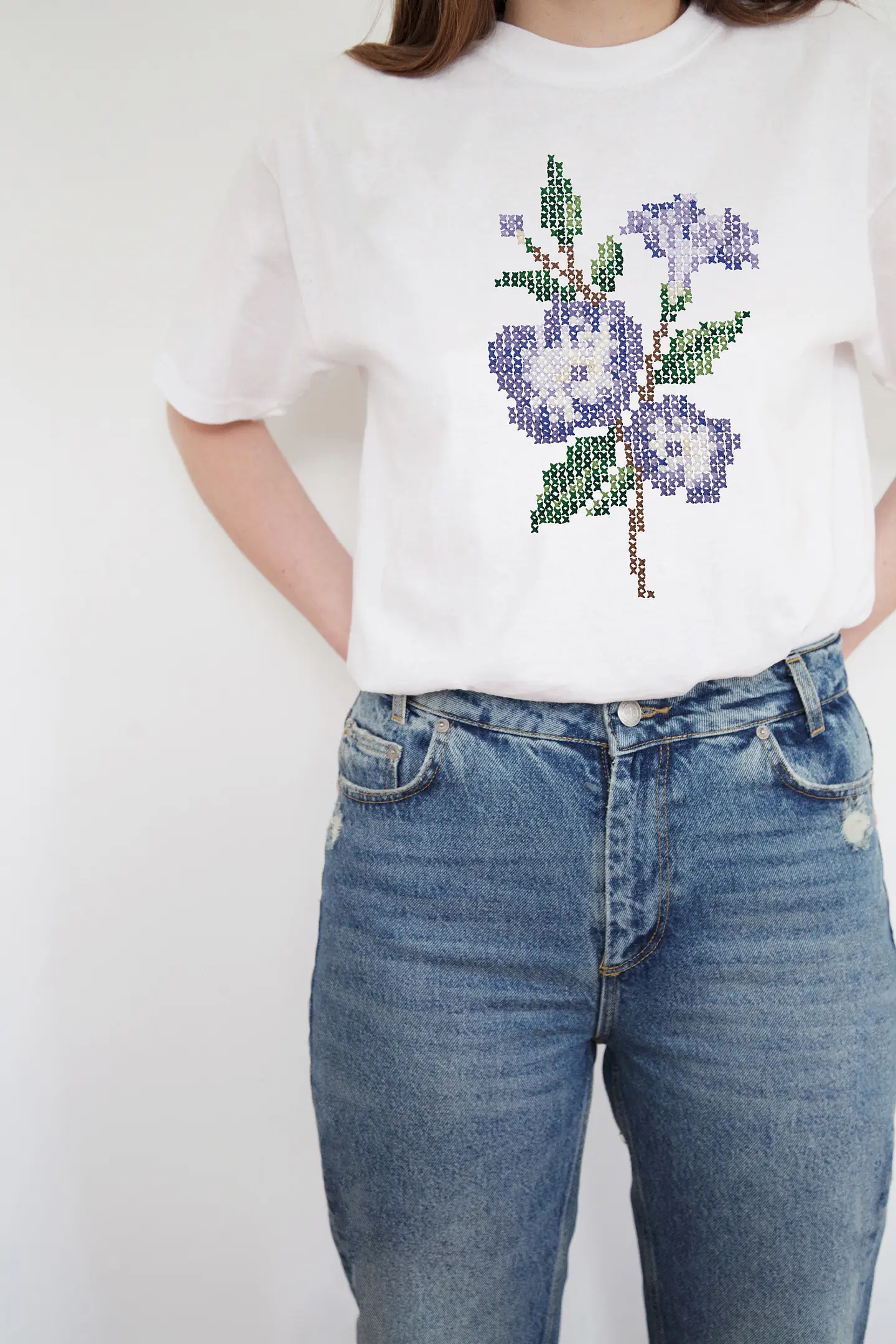 フリーハンド クロスステッチ / アサガオ - 刺繍図案（初級）