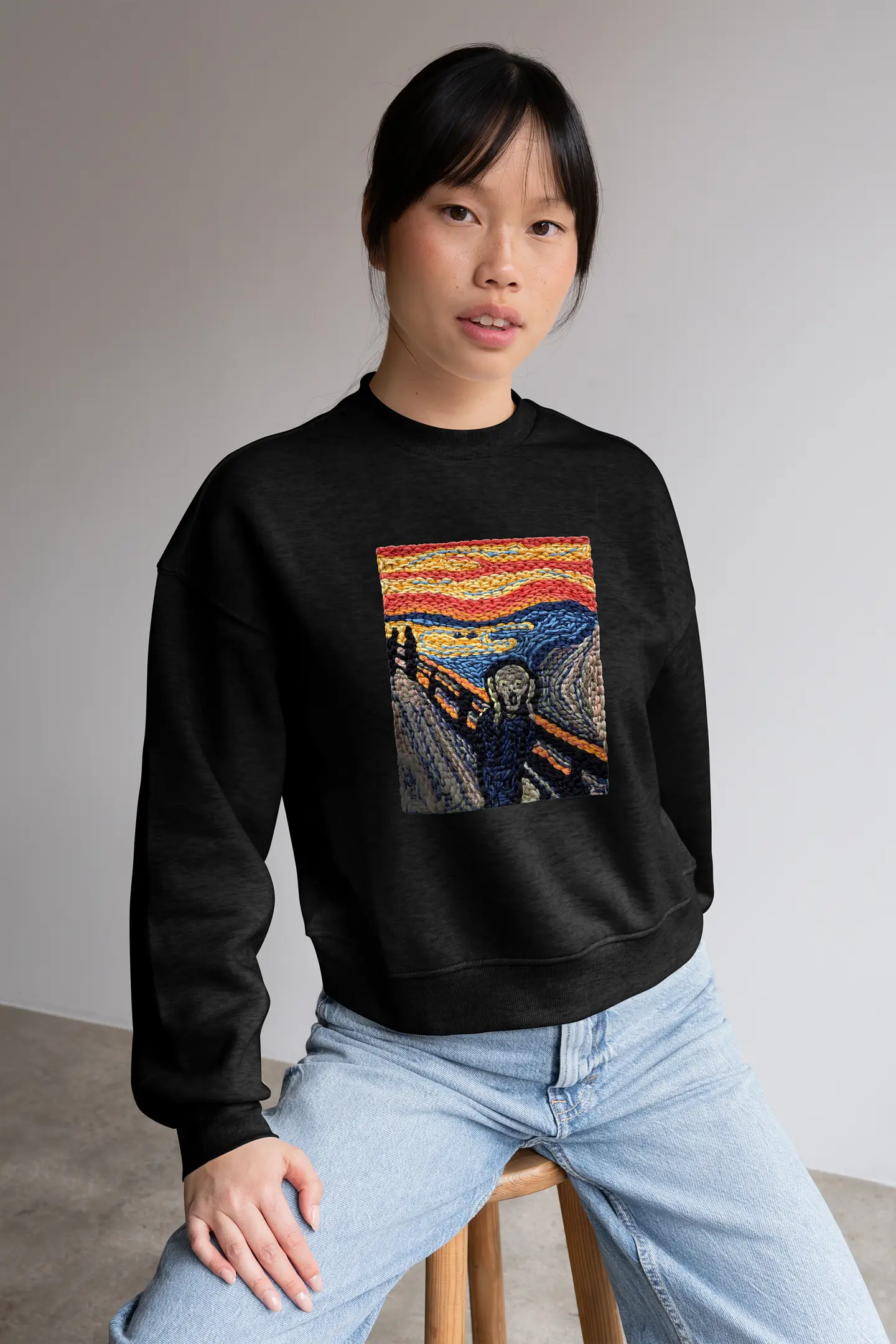 叫び」by エドヴァルド・ムンク - パンチニードル図案（中級）