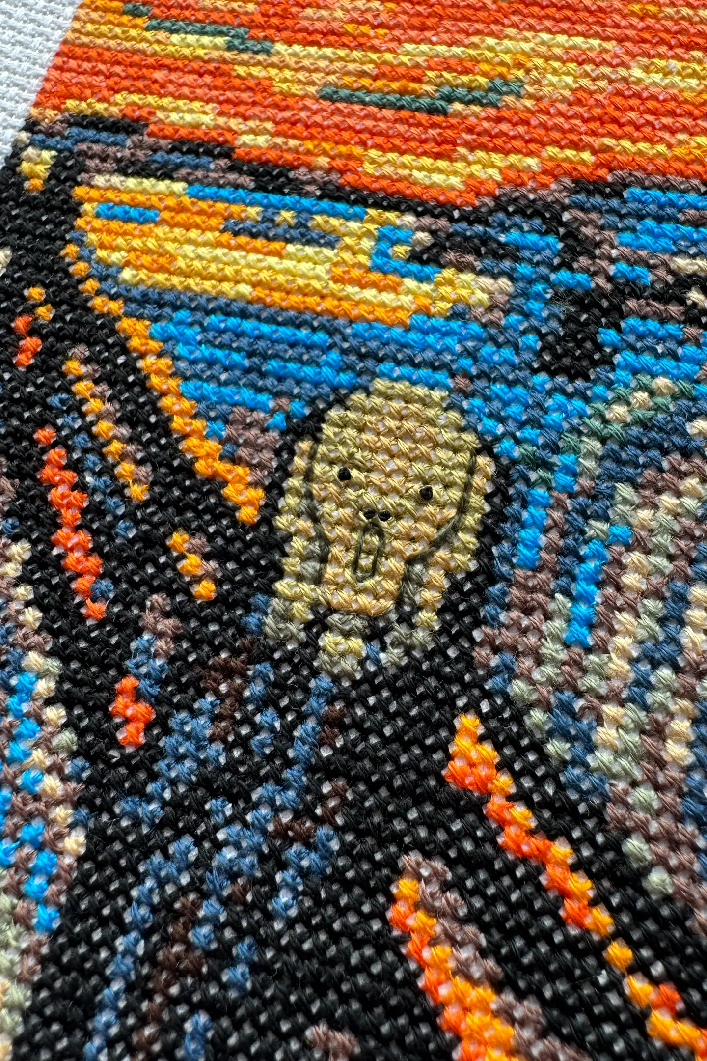 叫び」by エドヴァルド・ムンク（小さなクロスステッチ） - 刺繍図案