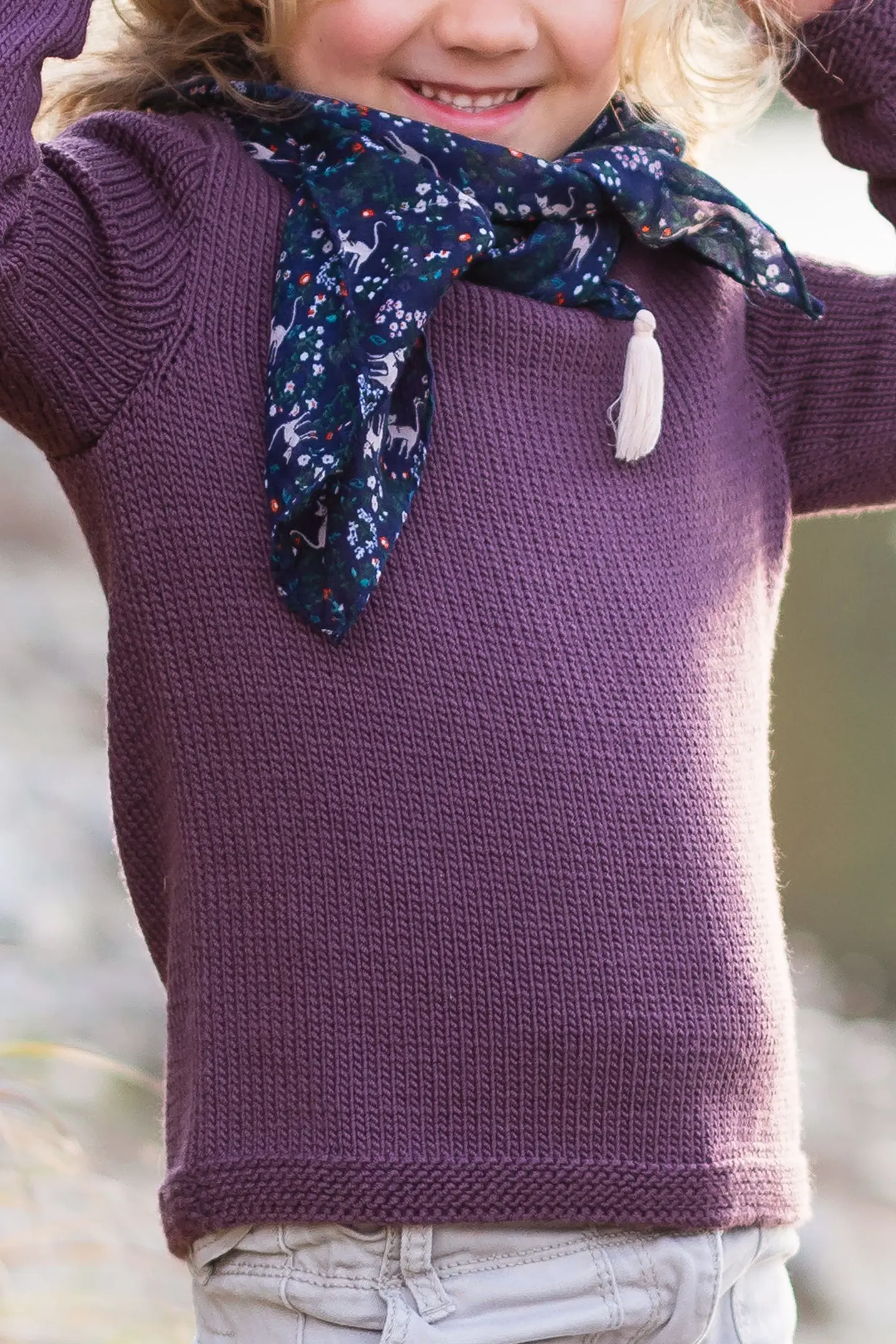 Pull NEXT Fille 8 Ans – Violet, Coton, Manches Longues – Bon état