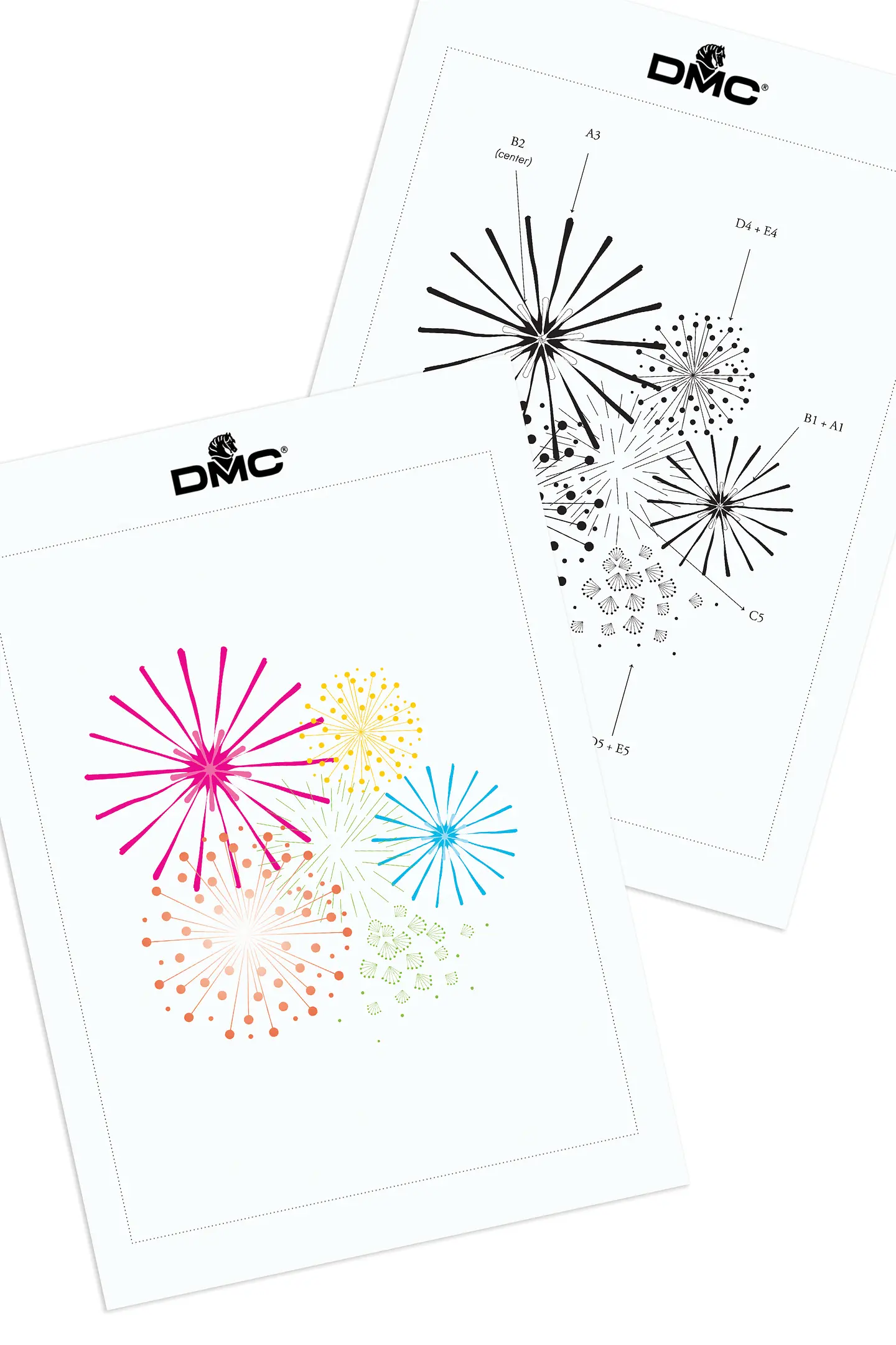 オーダー受付中　製図柄 The Fireworks Embroidery Pattern