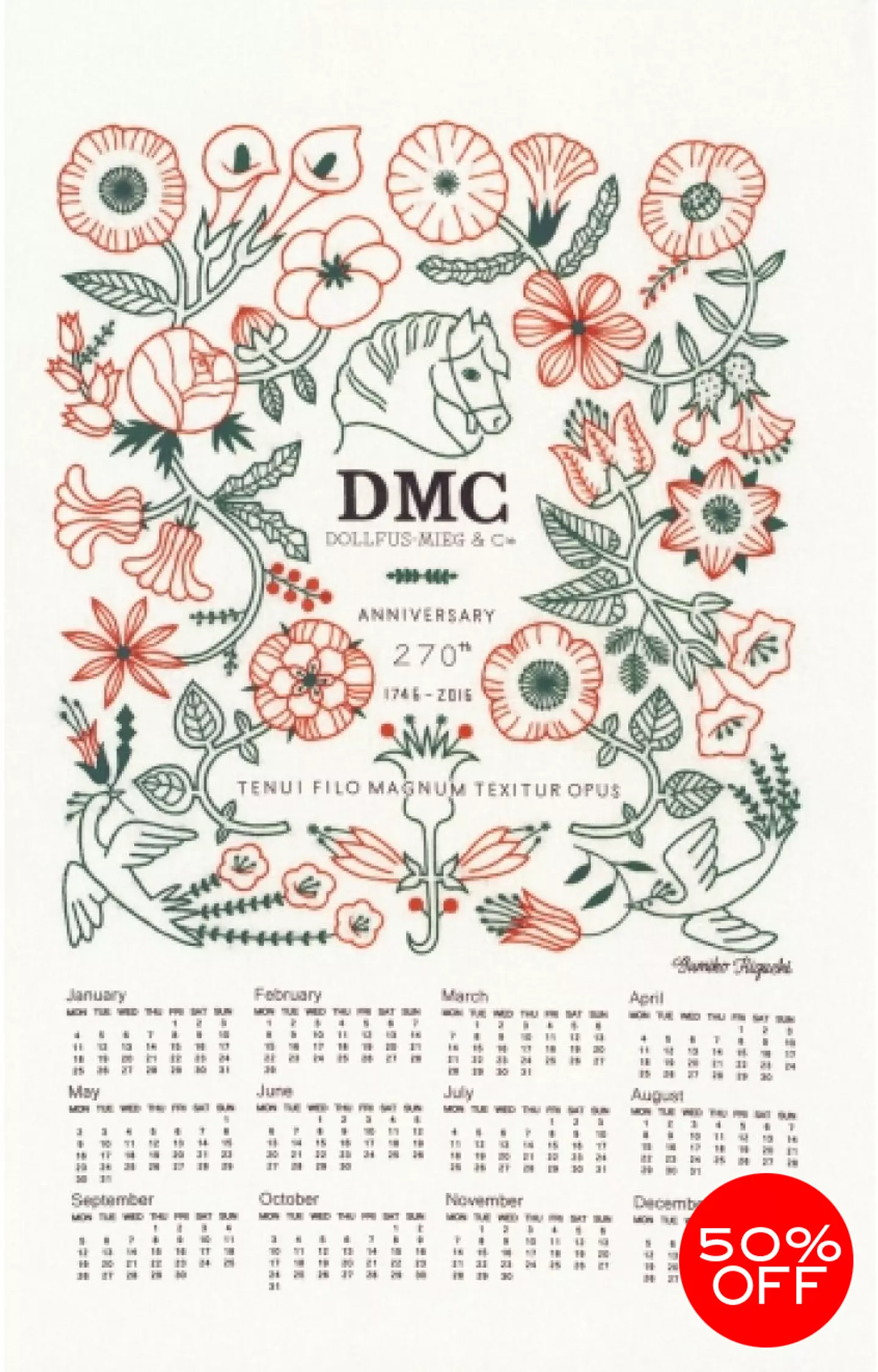 SALE】Yumiko HIGUCHI ×DMC Embroidery Tapestry Kit -DMC 270th Anniversary  Calendar- - DMC