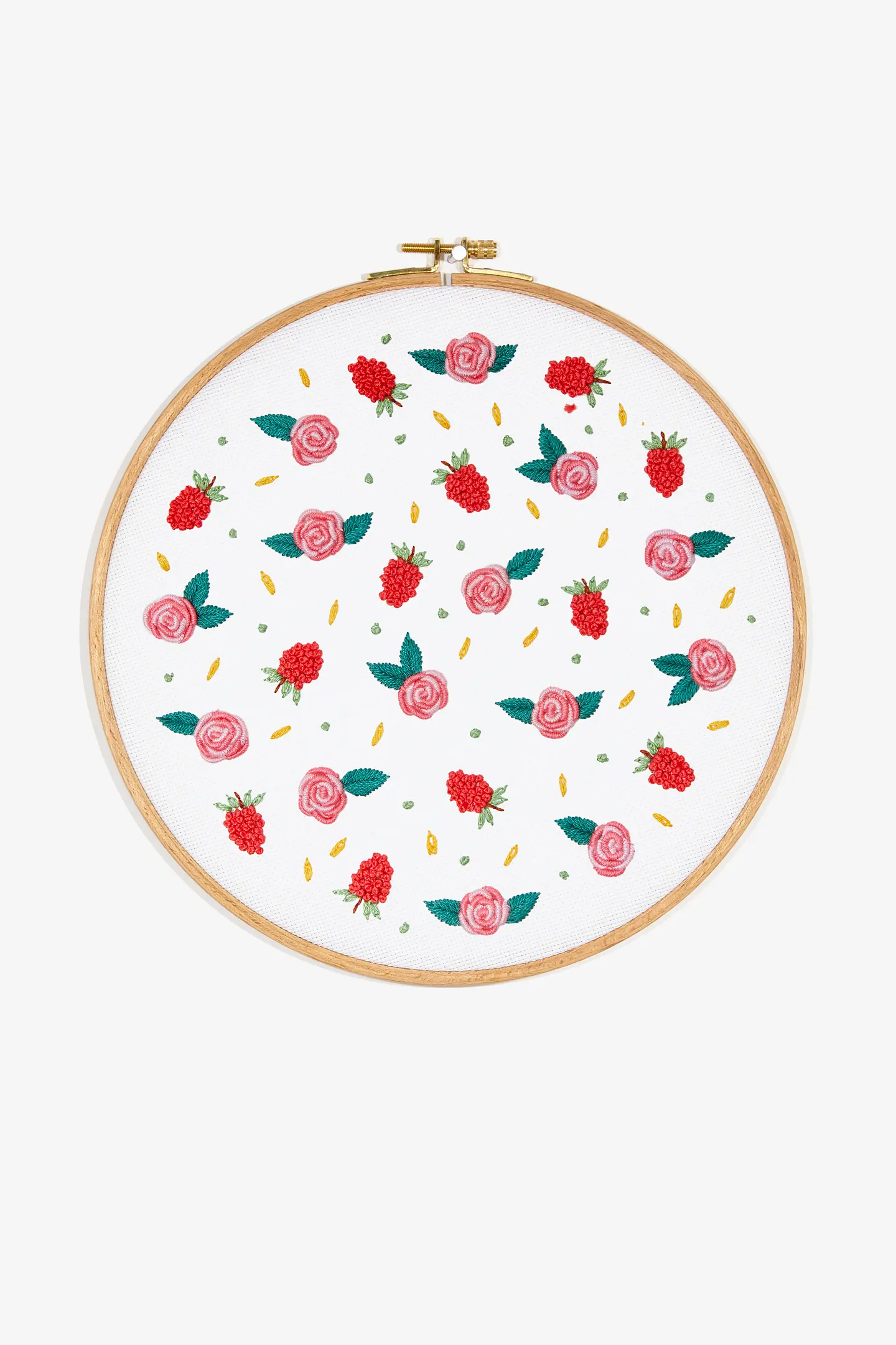 サルート　大輪のバラ刺繍入り　スリップМ ラズベリー＆ローズ - 刺繍図案（初級）