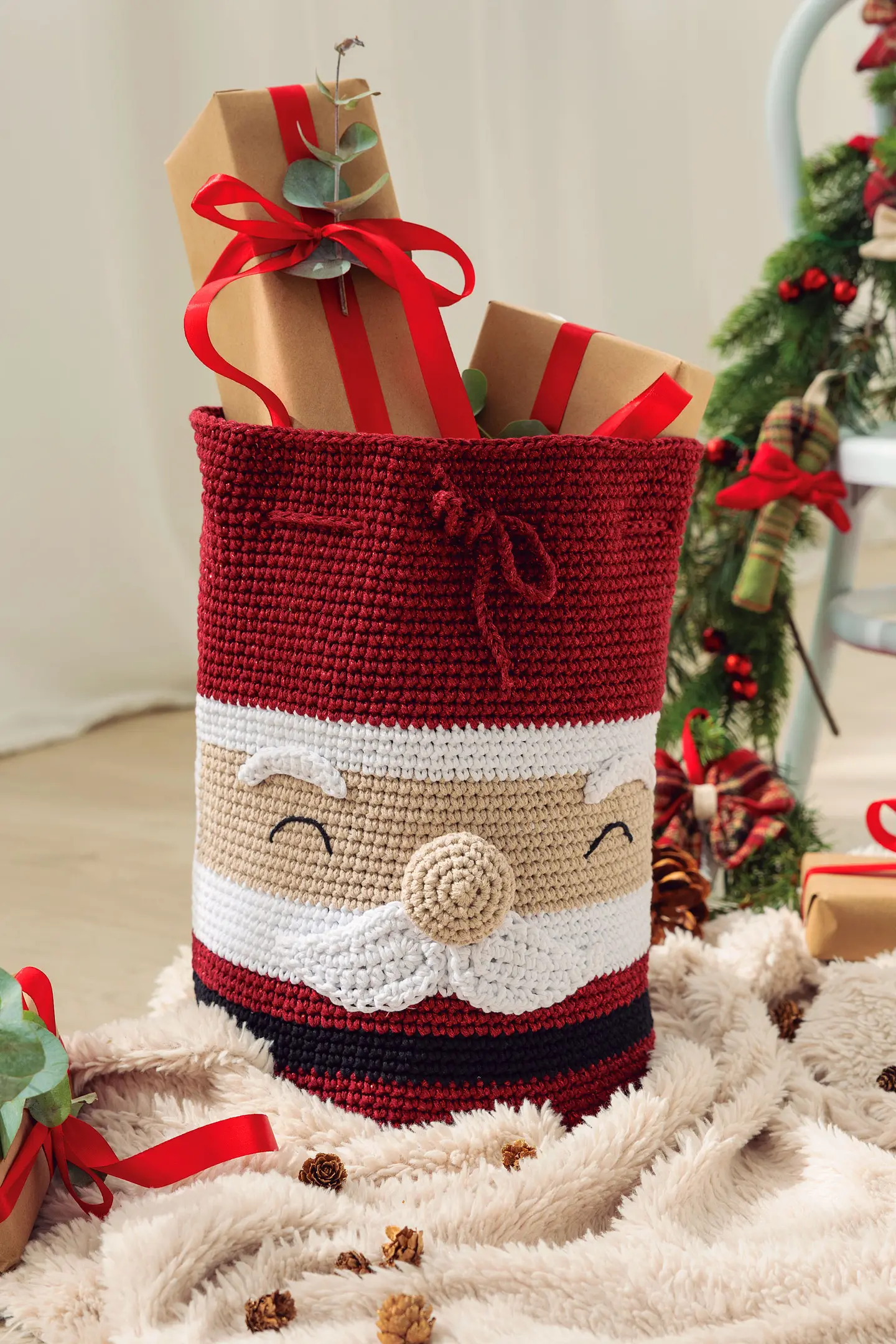 Modèle Au Crochet Portrait De Père Noël De Noël - Couverture C2C