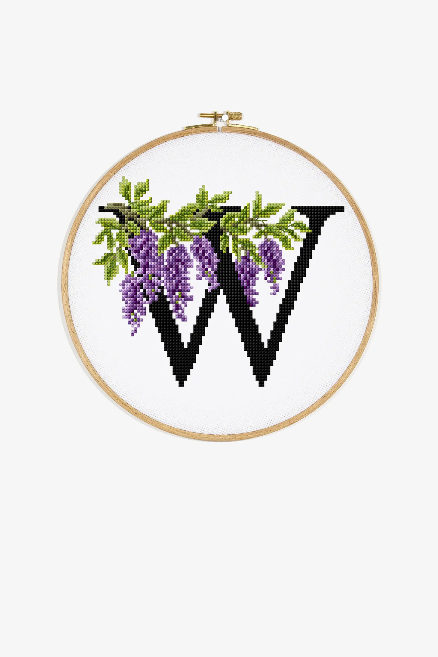 W 花のアルファベット - クロスステッチ図案（中級）