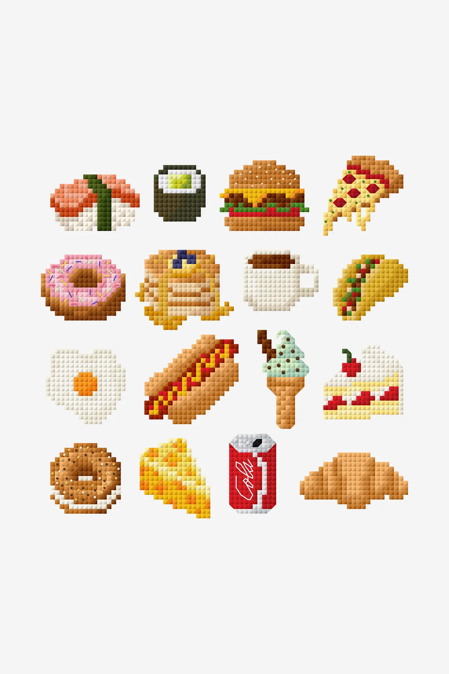 食べ物（小さなクロスステッチ） - 刺繍図案（初級）