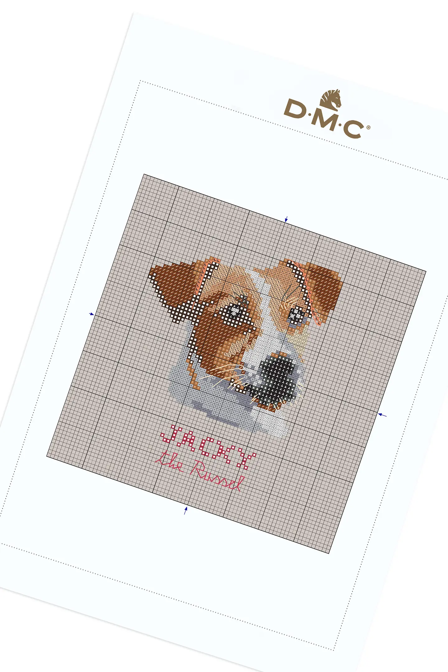 犬 - ラッセル・テリア - クロスステッチ図案（中級）