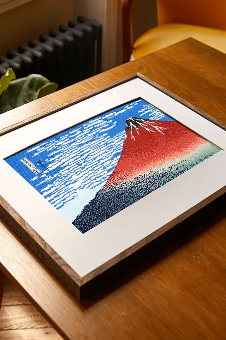 The Red Fuji by Katsushika Hokusai, Advanced Cross Stitch Kit