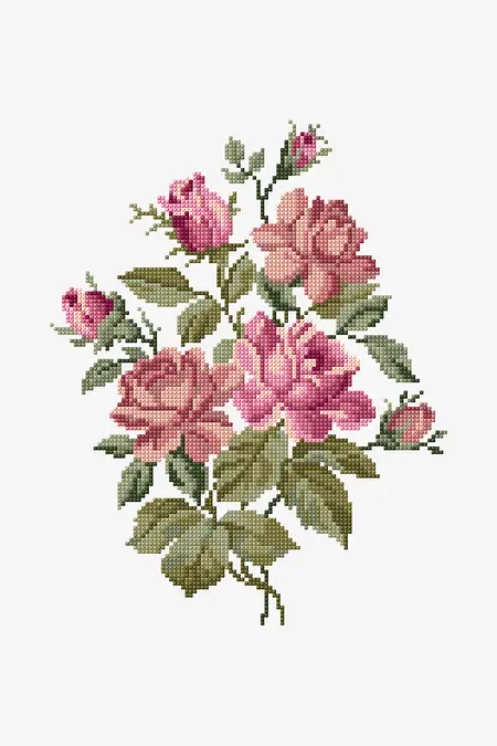 クロスステッチ完成品　Tropicana　薔薇　アルファベット　刺繍 ピンクのバラのブーケ