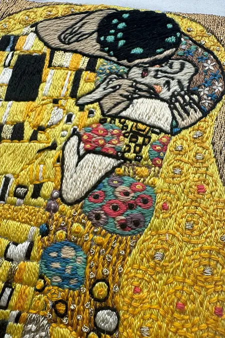 The Kiss by Gustav Klimt - Mini Intermediate Embroidery Pattern