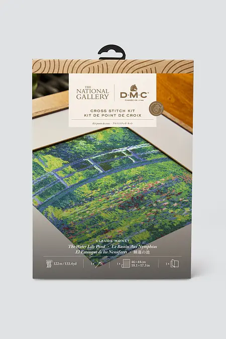 【完成品】〈睡蓮の池〉　クロスステッチ The National Gallery×DMC クロスステッチキット クロード・モネ「睡蓮