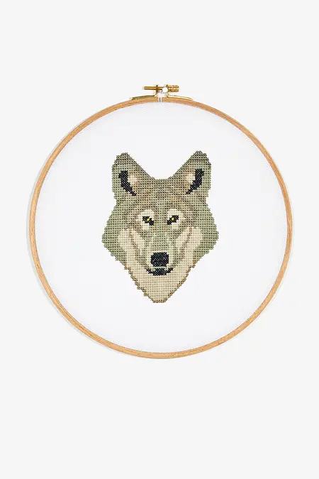 刺繍作品『ウルフドッグ』 Wolf cross-stitch Pattern