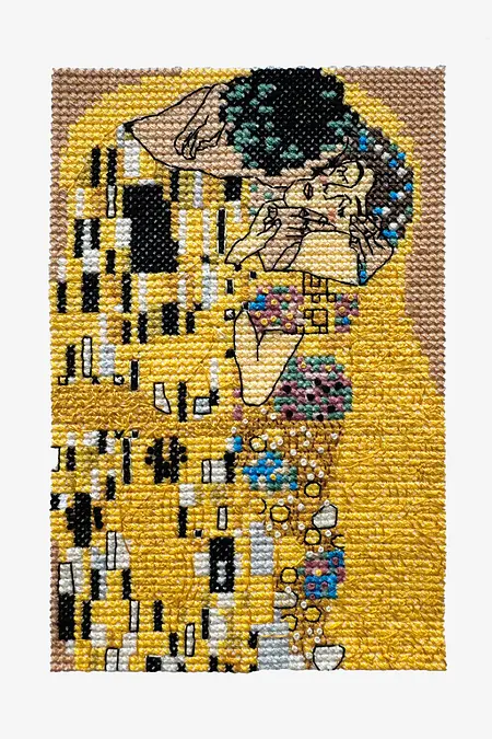 接吻」by グスタフ・クリムト （小さなクロスステッチ） - 刺繍図案
