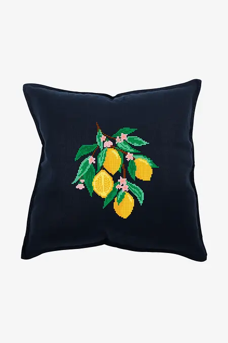 Kit Broderie Point De Croix Permin - Chemin De Table Motif Citrons