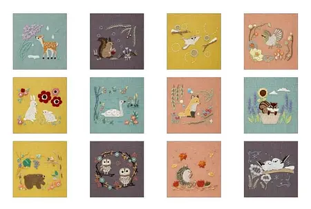 冬の森で寄り添うシマエナガさん＞Chicchi刺繍キット